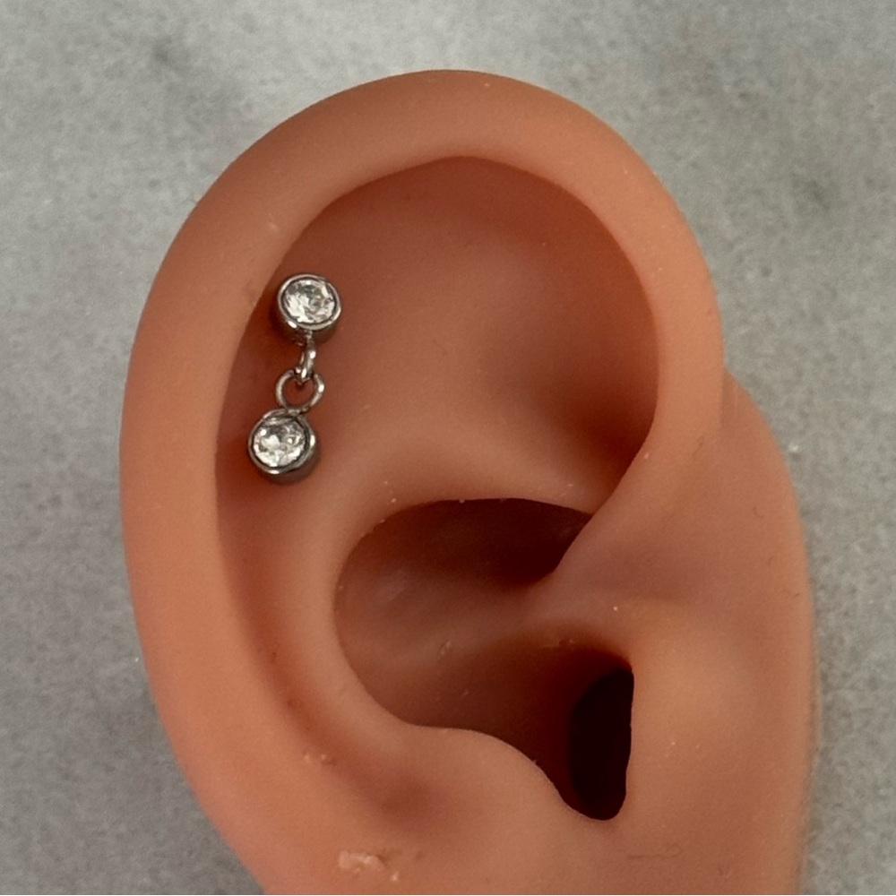 Silver Crystal Dangle Cartilage Crystal Earring 

Brand New

Stainless Steel